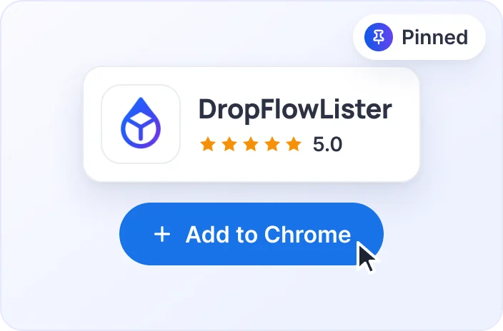 Add to Chrome card with the DropFlowLister extension and a Pinned badge