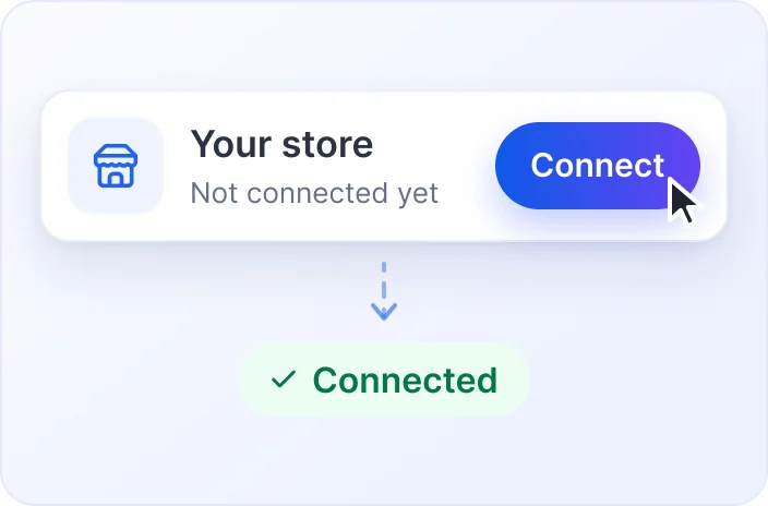 Your store card with a Connect button and a Connected confirmation