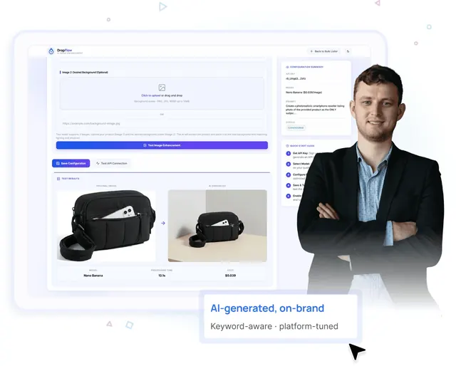 AI-generated on-brand product image in Flow Lister