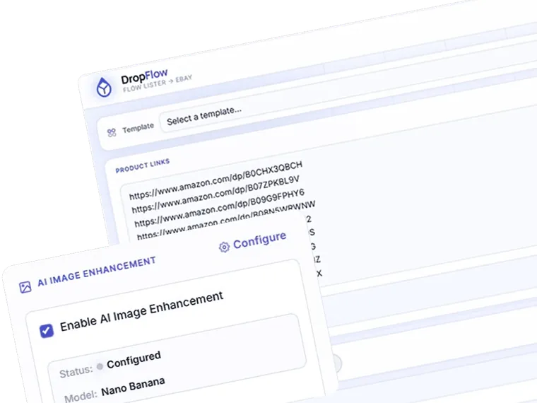 Flow Lister template picker with Amazon product links and AI image enhancement