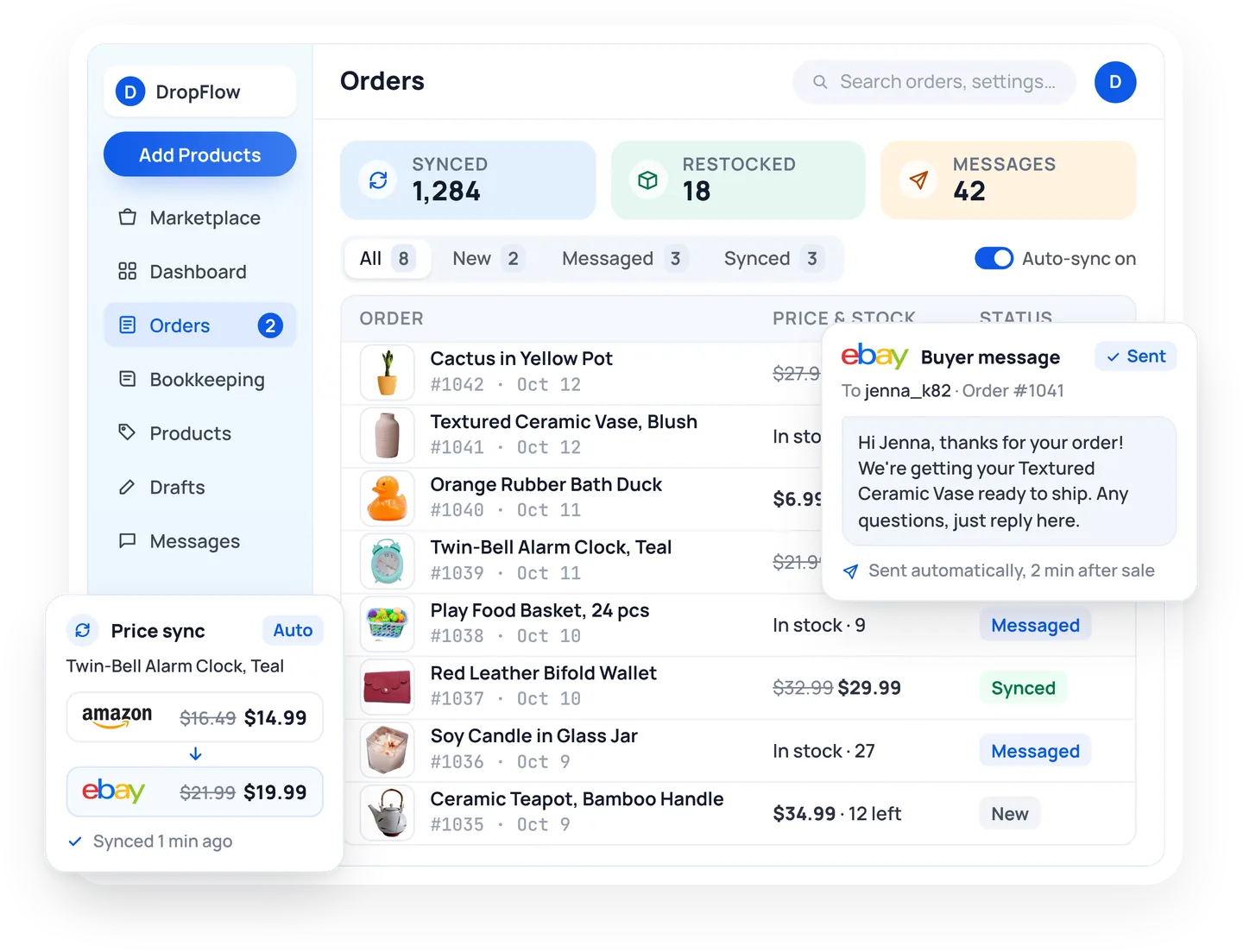 Flow Tracker updating a full catalog with automated repricing settings